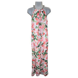 Calvin Klein Wom 6 Pink Floral High Neck Maxi Dress Formal Elegant Glam Wedding